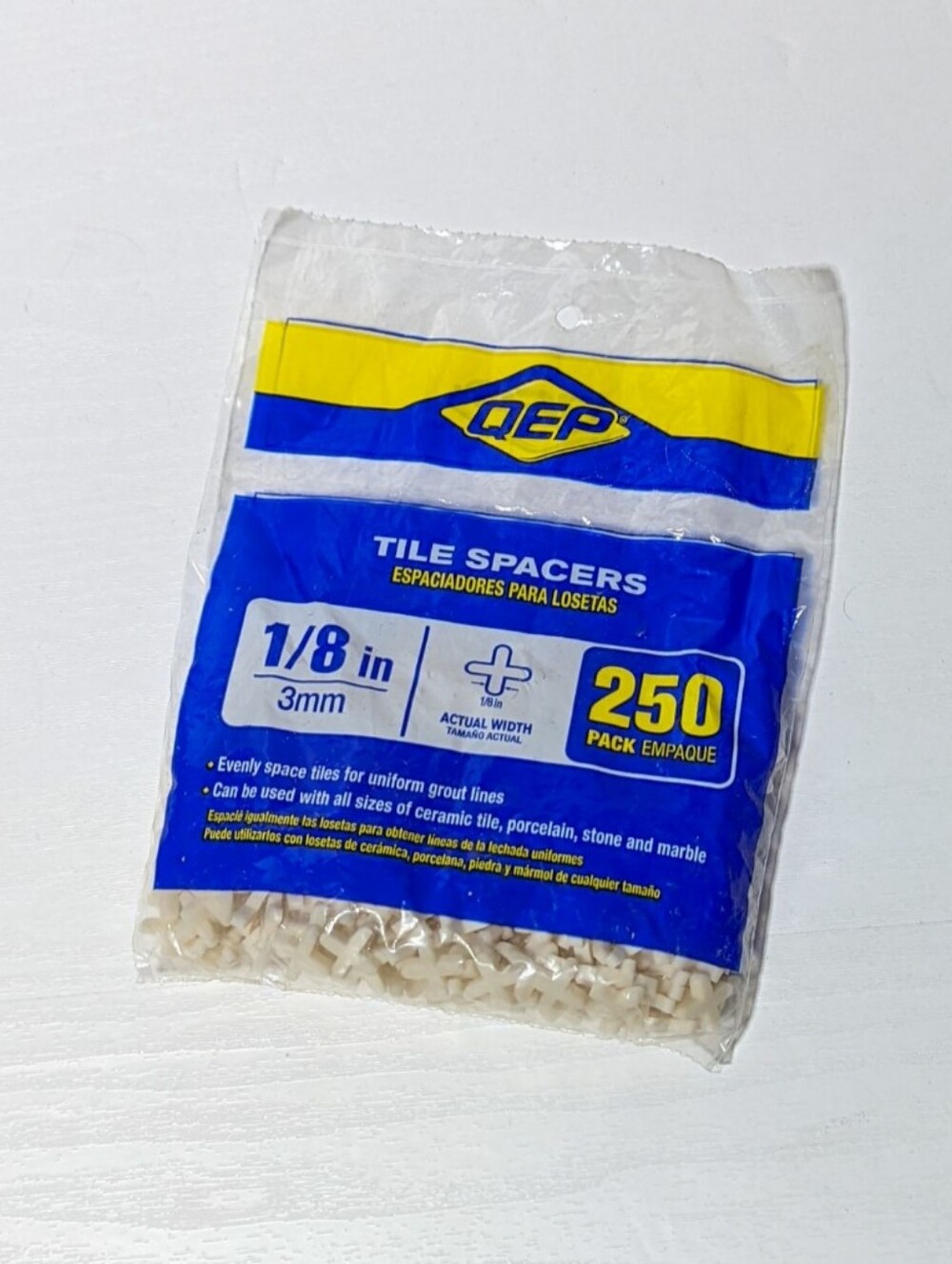 QEP Tile Spacers 1/8" / 3mm, White, 250 Pack